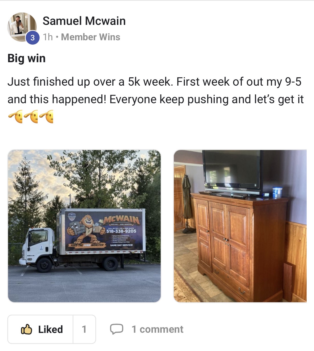 Member posts a $5K week