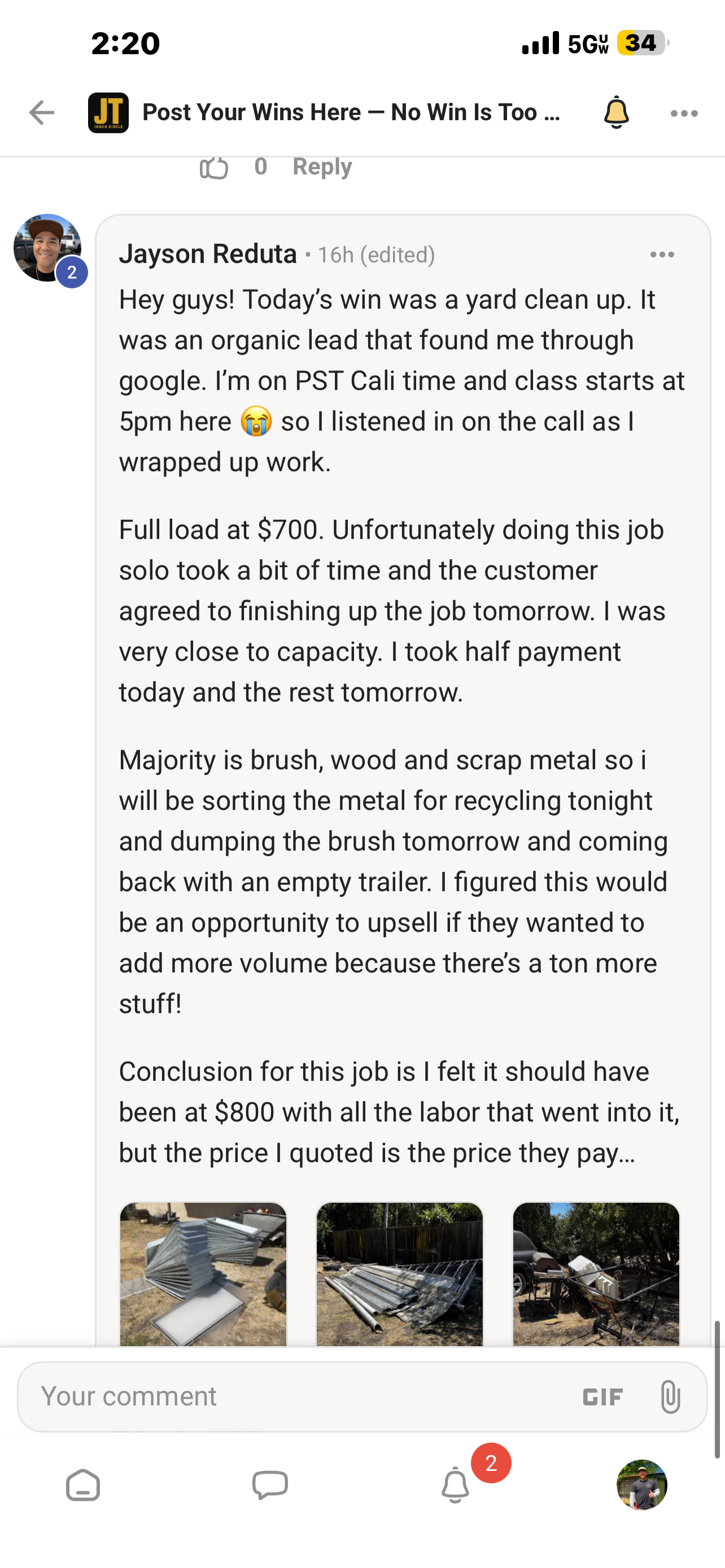 Member lands a $700 full load