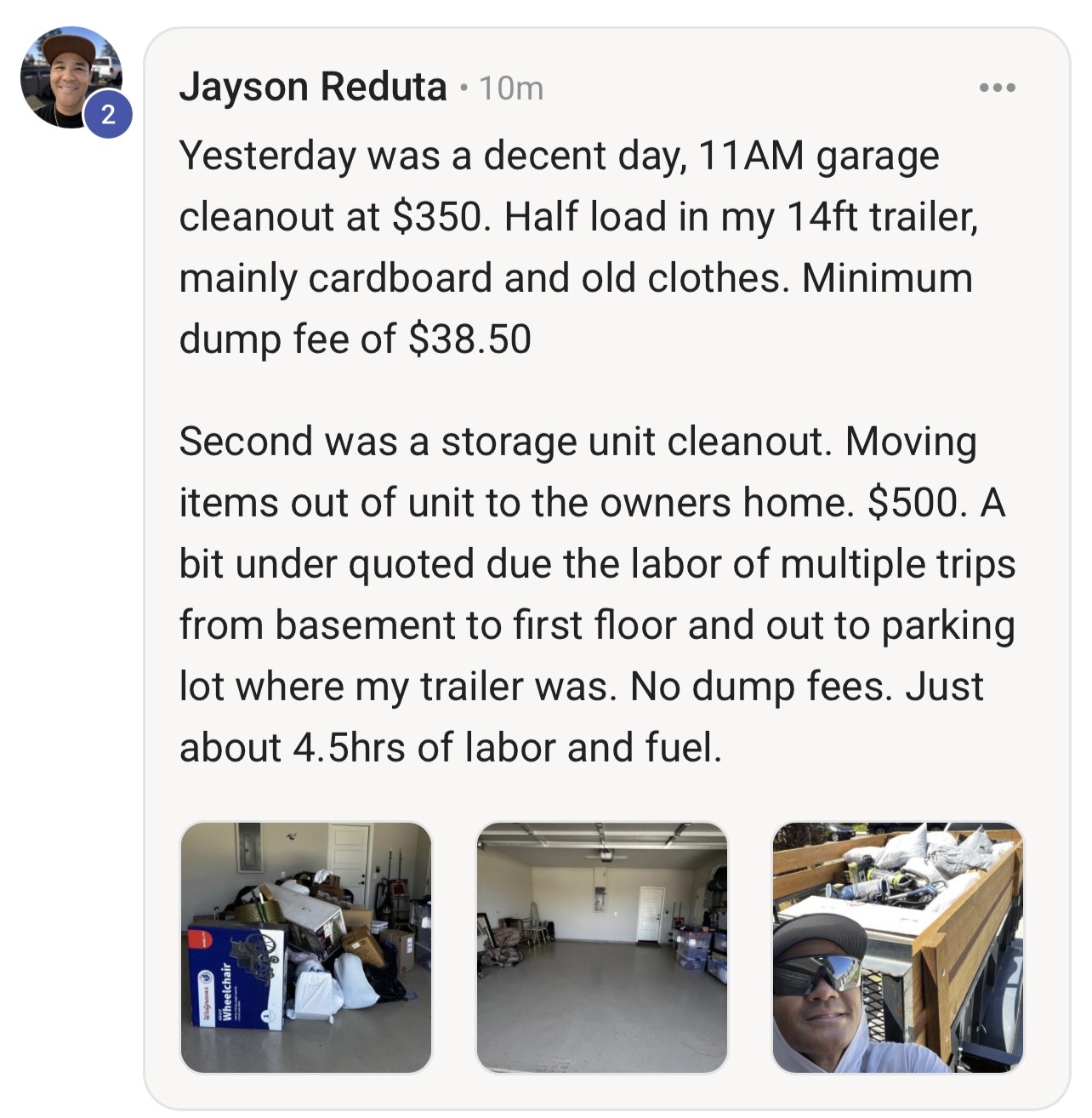 Newer member posts an $850 day