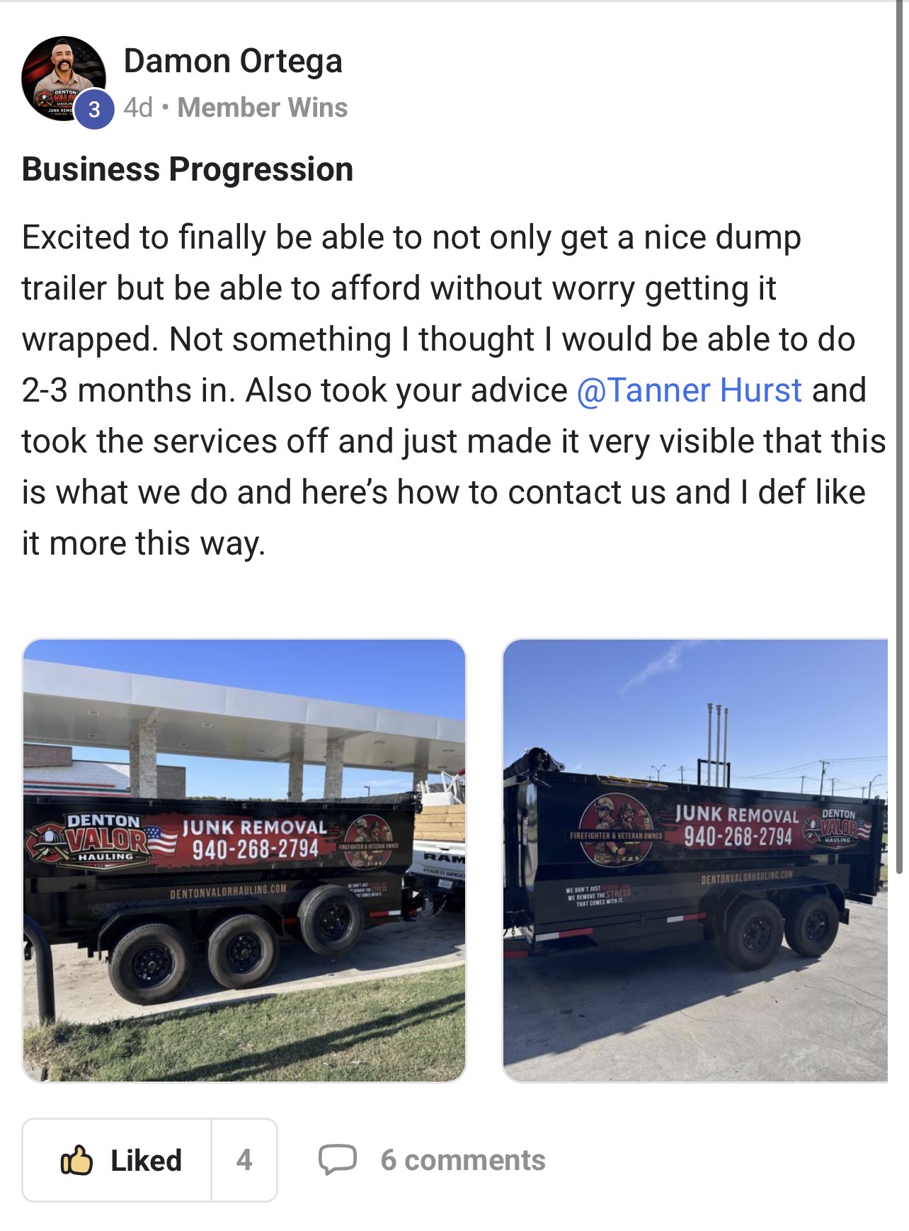 Member shows off their new branded trailer