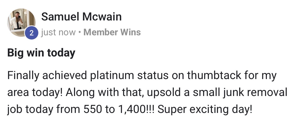 Member upsells an existing job by $1,400